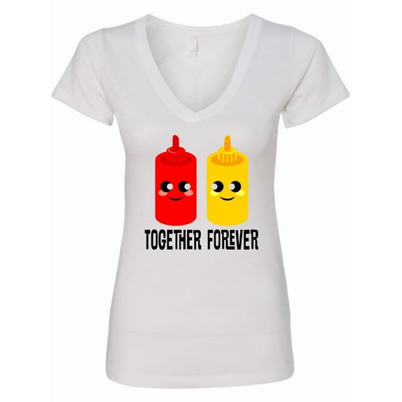 Inktastic Ketchup and Mustard Women's V-Neck T-Shirt