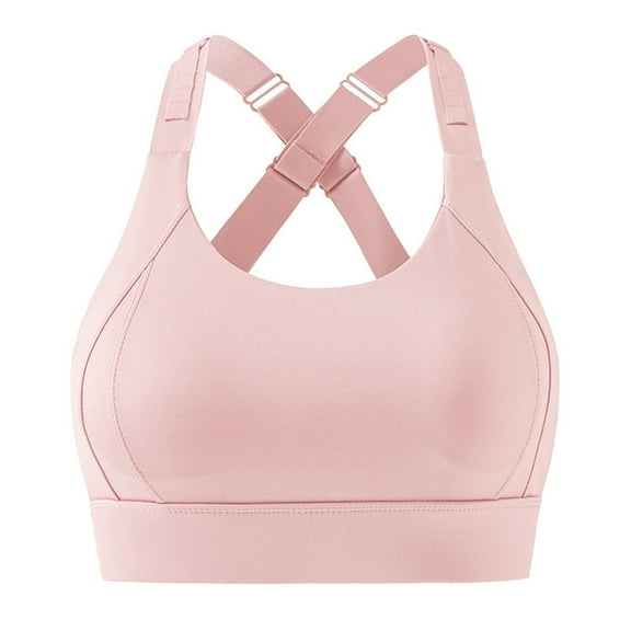 Xfvqtps Sports Bra for Women Cross Adjustable Straps Padded Breathable High Impact Yoga Athletic Exercise Bras Pink