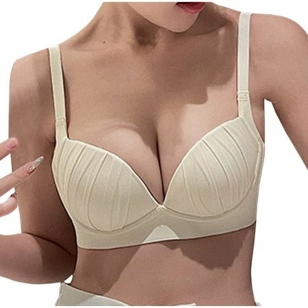 miqiqism Push Up Everyday Bras Women Soft Support No Underwear Bralettes Comfortable Full Coverage Tshirts Bra Spaghetti Backless Everyday Bra 01_White Medium