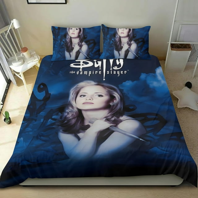Buffy la Cazavampiros Conjunto de sábanas temático, trío de piezas, cómodo y amigable con la piel, diseño único, regalo de decoración para el hogar para familiares, amigos y fans,173cm *218cm