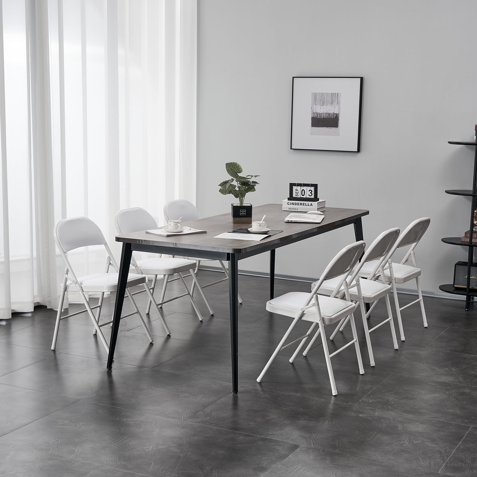 Glaxias 6pcs Elegant Foldable Iron & PVC Chairs Steel Frame Easy Foldable&Stackable for Office Kitchen Dinning Wedding Patio and Garden