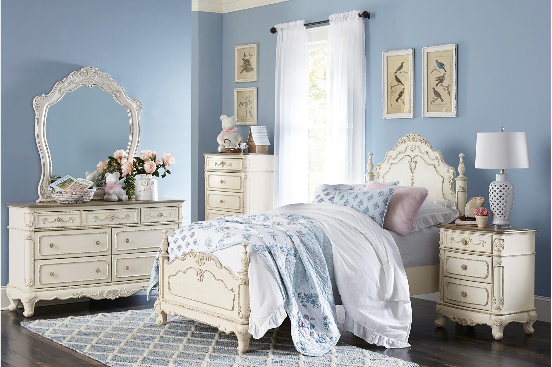 Amandie Antique-White Panel Bedroom Set - Walmart.com