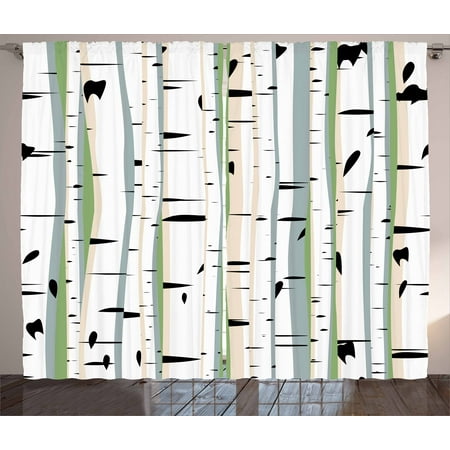 - Forest Curtains 2 Panels Set, Dense Tree Formation Birch Trunks Abstract Grove Botanical Countryside Backwoods, Window Drapes for Living Room Bedroom, 108W X 96L Inches, Multicolor, by Ambesonne