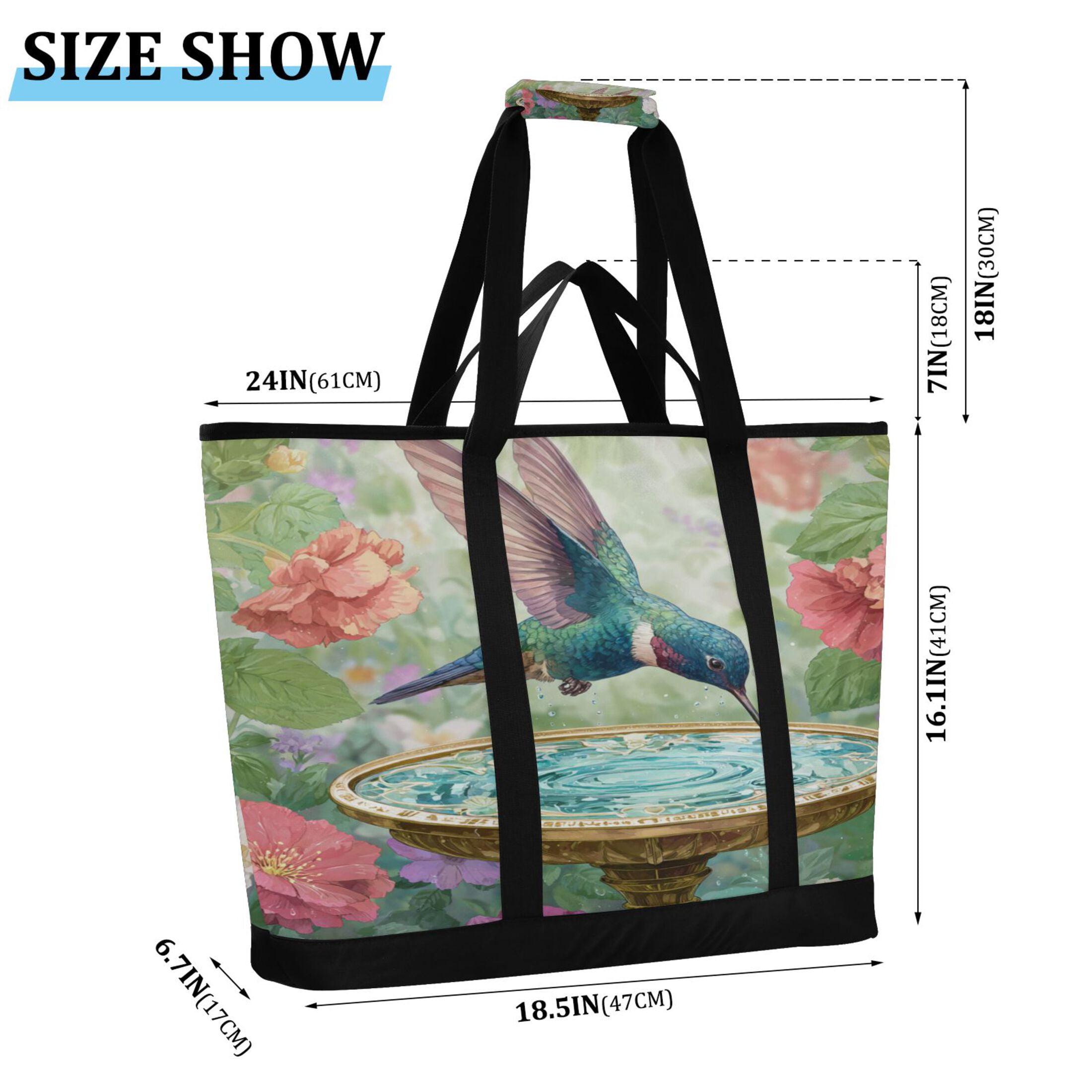Extra-Large Wide Opening Design Capacity Hand-Held Ice Pack Thickened Insulation Layer For Long-Lasting Cold Retention For Outdoor Shopping Picnics And Camping The Graceful Hummingbird