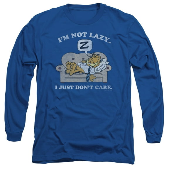 Garfield Not Lazy Long Sleeve Adult 18/1 T-Shirt Royal Blue