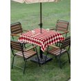thumbnail image 4 of Outdoor Tablecloth with Umbrella Hole for Patio/Picnic/Party/Camping, Red Plaid Waterproof Table Cloth Square Cover Washable, Modern Minimalist Geometric Gingham Checkered (60"x 60"), 4 of 8