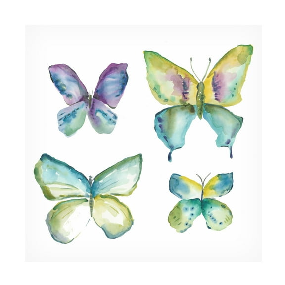 Canvas Wall Art - Chariklia Zarris 'Jeweled Butterflies II' Wall Art for Living Room, Bedroom, or Office Décor by Trademark Fine Art - 14 x 14 Inches