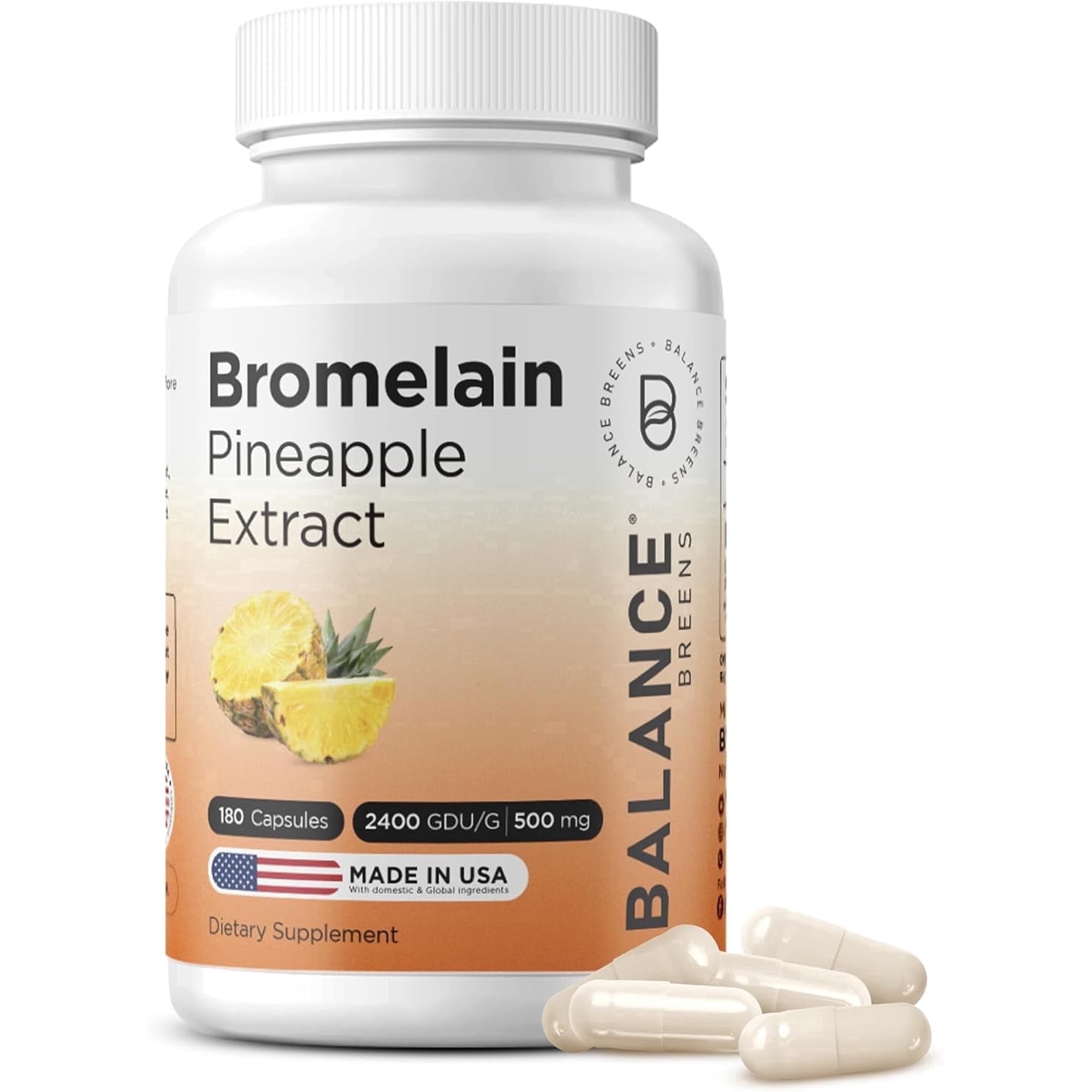 Bromelain 500mg Veggie Caps – 2400 GDU Pineapple Extract Supplement for Joint Support, Natural Swelling Support, and Healthy Digestion – 120 Capsules Made in USA