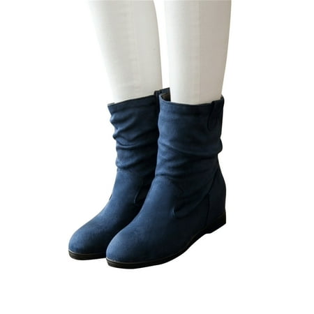 Oyedens Women s Mid Calf Boots Fashion Casual Suede No Heels Slouchy Ankle Booties Winter Fall Shoes