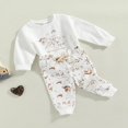 thumbnail image 3 of Baby Infant Clothes Outfit Set   Neck Long Sleeve Pullover Tops Drawstring Elastic Tie-Up Pants, 3 of 7