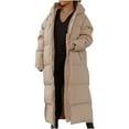 thumbnail image 2 of Qetyuw Women's Long Puffer Coat Winter Warm Full Zip Up Open Front Hooded Coats Long Sleeve Casual Chunky Outwear, 2 of 8