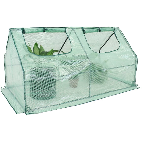 Sunnydaze 6' x 3' x 3' Outdoor Mini Cloche Greenhouse, Green Cover