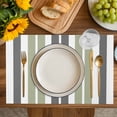 thumbnail image 2 of Placemat Gray Green Placemats for Dining Table Stripe Washable Table Mats for Party Kitchen Dining Decoration, 2 of 7
