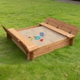 thumbnail image 7 of Wood Sandbox with 2 Bench Seats, Sand Boxes with Lid for Kids, Sand Pit with Cover for Outdoor Backyard Patio, 48 Inch, 7 of 7