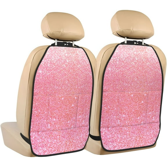 Easygdp Sparkly Glitter Car Kick Mat Seat Cover 2 Pcs Anti-Kick Pockets Storage Mat Back Seat Cover Car Seat Protector