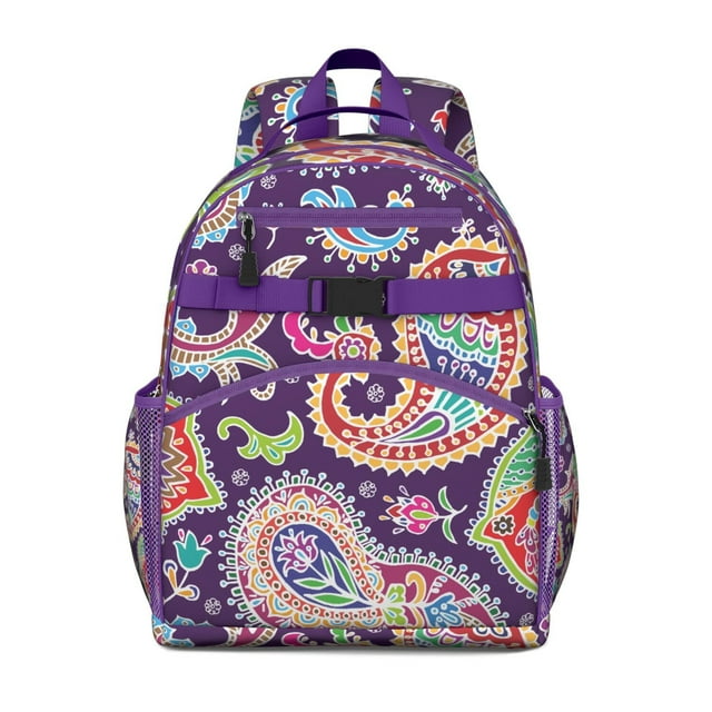 Paisley Vintage Paisley Pattern Student Backpack Adjustable Padded Straps Chest Buckle Water-Resistant Durable School Backpack