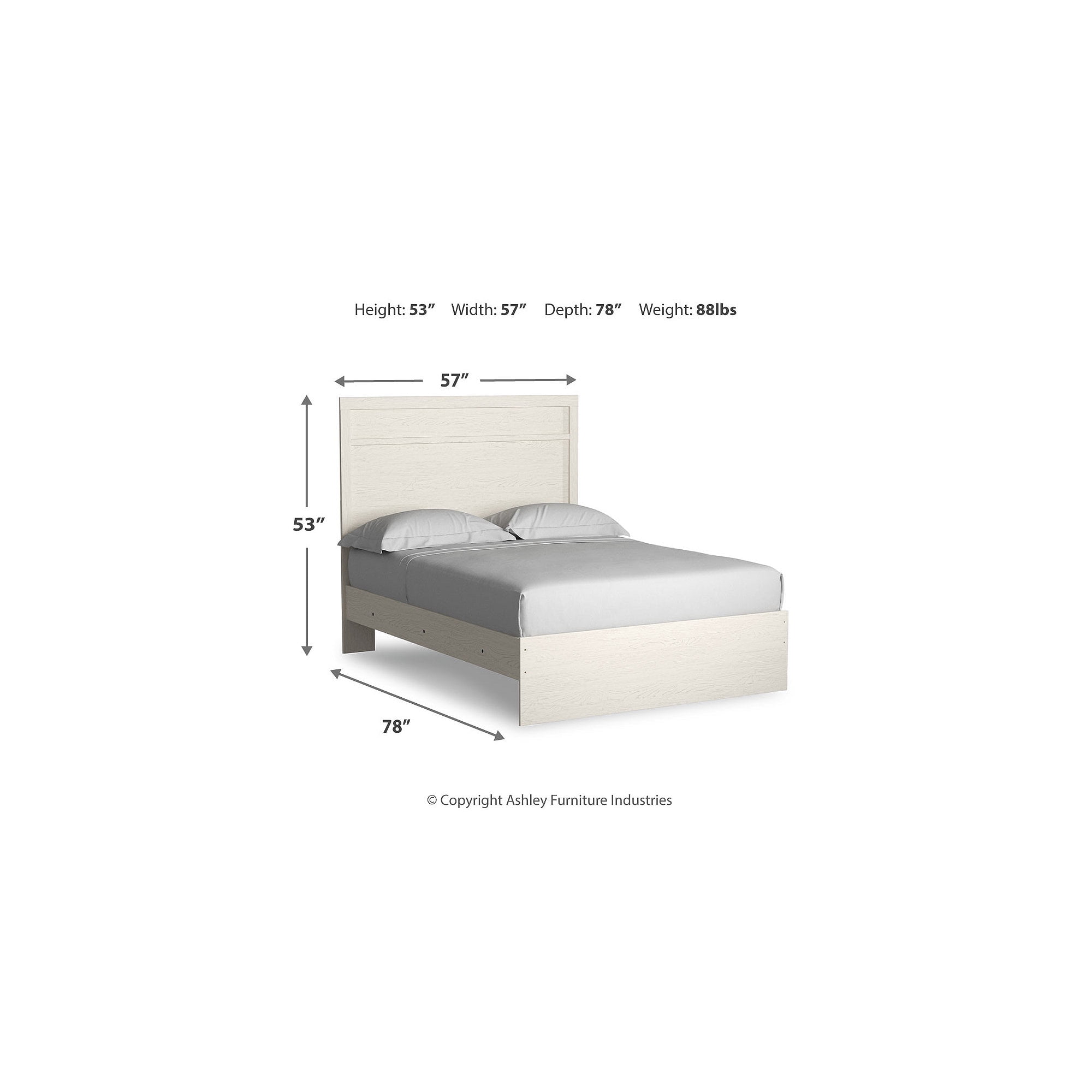 Signature Design by Ashley Stelsie Kids Full Panel Bed with Headboard and Footboard, White Finish