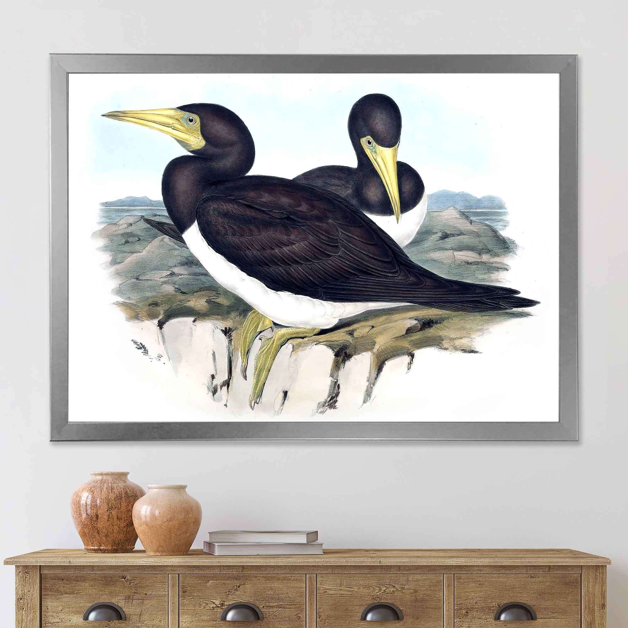 Designart 'Ancient Australian Birds XII' Traditional Framed Art Print