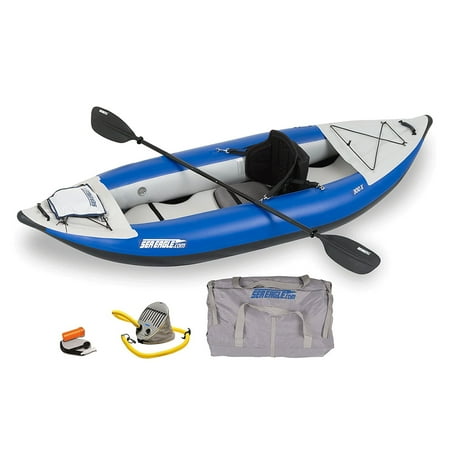 UPC: 0023634014168 | Sea Eagle 300X Explorer Touring  Camping  Fishing & Whitewater Inflatable Kayak  1 Person  Lightweight  Self-Bailing  High Pressure Drop Stitch Floor- Pro Package