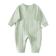 thumbnail image 3 of Jalioing Newborn Baby Jumpsuit Solid Color Long Sleeve Tie Side Cotton Rompers Fall Footless Bodysuit 0-6 Months, 3 of 6