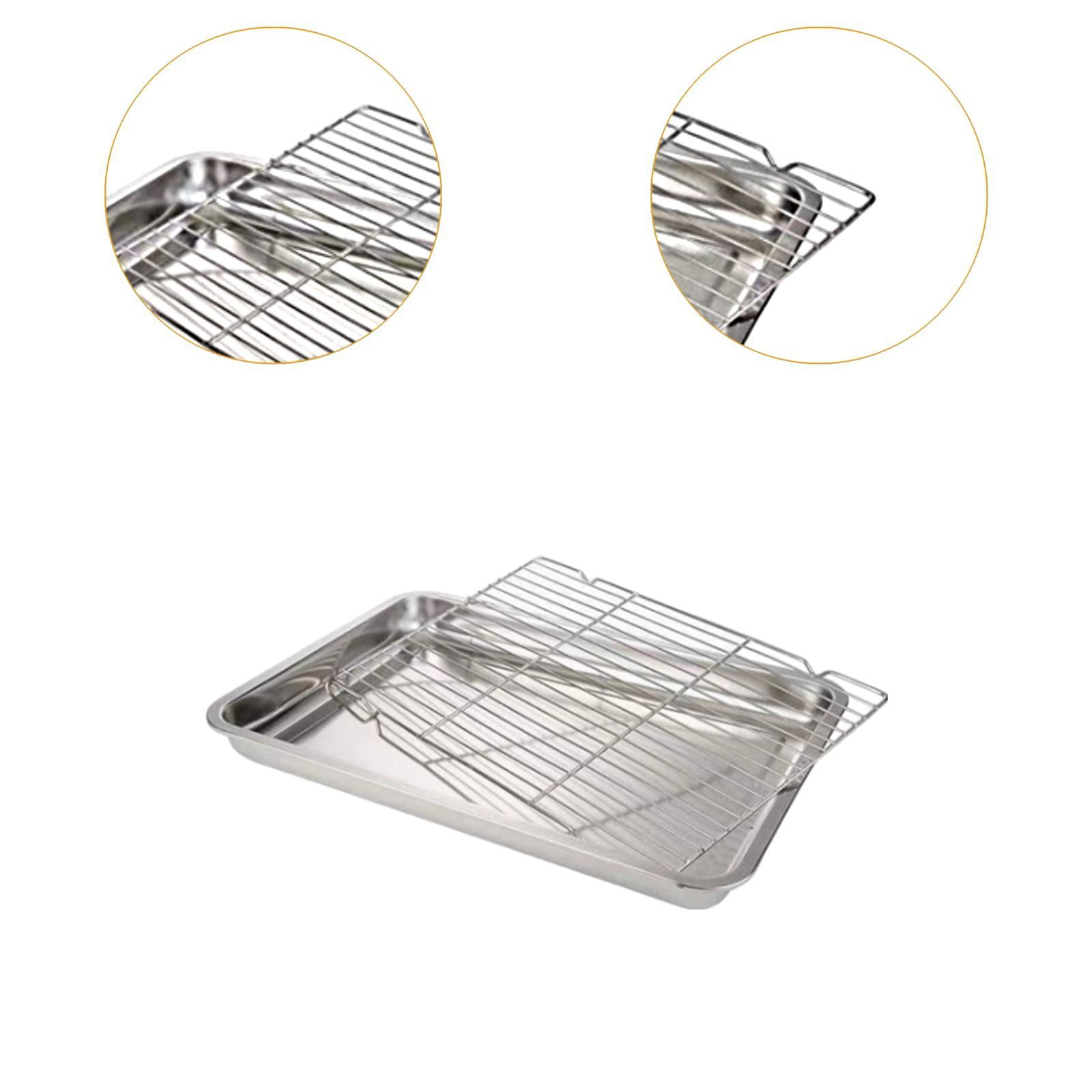 Fiocias Baking Sheet Baking Pan with Rack Food Storage Container Easy to Clean Practical 40 cmx30 cmx4.8 cm