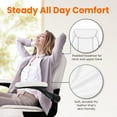 thumbnail image 4 of CQAOE Ergonomic Office Desk Computer Chair with Mid-Back Support, Flip-Up Armrests & Swivel Wheels – PU Leather Executive Task Chair for Home Office & Study (White), 4 of 10