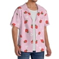 thumbnail image 2 of Sikiie Strawberry Floral Men's Wrinkle Free Untucked Cuban Shirt Business Casual Button Down Shirts Short Sleeve ShirtX-Large, 2 of 5