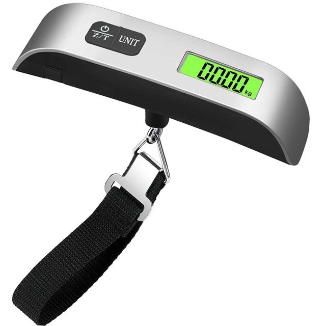 Travel Luggage Scale, Digital Luggage Scale for Suitcase with Temperature Reading 50kg Capacity (Silver)