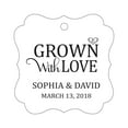 thumbnail image 1 of Darling Souvenir Grown With Love Personalized Fancy Frame Bonbonniere Wedding Party Favor Paper Tags-White-100 Tags, 1 of 1