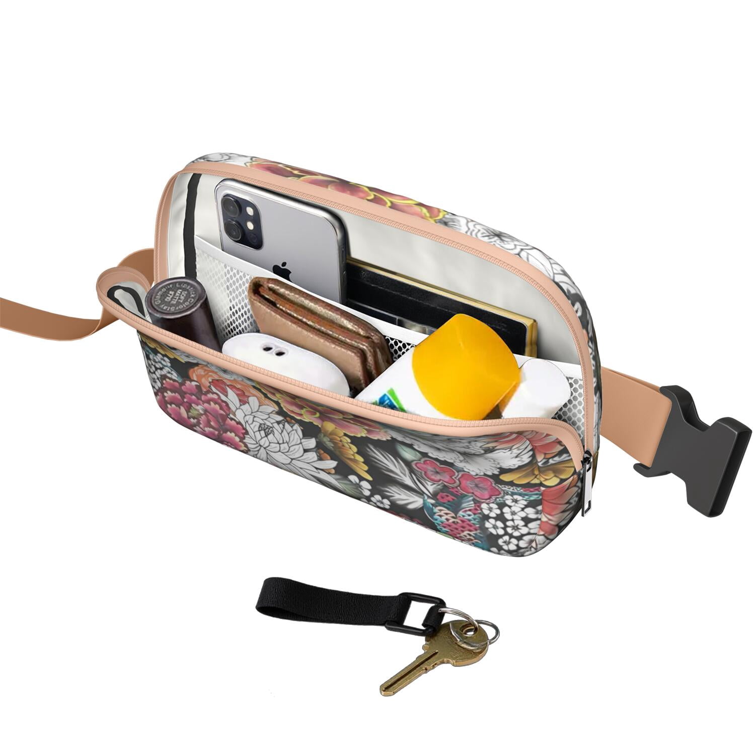 Floral Blossom Waist Bag – Cute Country Fanny Pack with Spring Wildflower Pattern & Romantic Touches