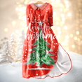 thumbnail image 2 of Christmas Dresses for Women Ladies Fashion Christmas Print Lapel Button-Down Seven-Quarter Cuff Strap-Up Dress with Merry Christmas for Christmas Party,Dark Green,XL, 2 of 5