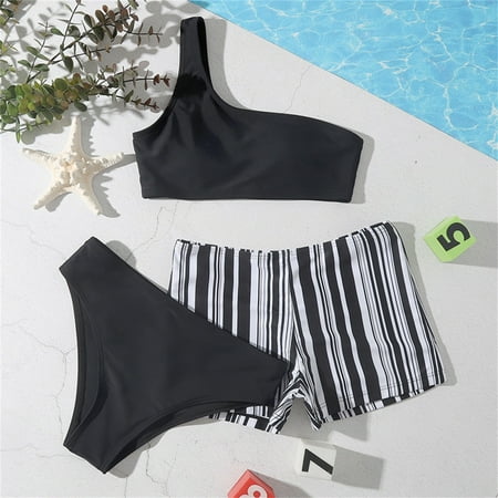 

Gubotare Kids Toddler Baby Girls Spring Summer Print Sleeveless Swimwear Swimsuit Holiday Beach 3PC Bikini Suit for Little Girls Black 9-10 Years