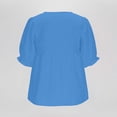 thumbnail image 4 of cocolona Summer Puff Sleeve Tops for Women Crew Neck Button Pleated Shirts Dressy Casual Loose Blouses, 4 of 6