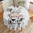 thumbnail image 3 of Farmhouses Animal Round Tablecloth 54 inches Cow Sheep Pig Chicken Wood Grain Waterproof Oil-Proof Table Cloth Round Table Cover for Holiday Party Picnic Dinner Decor Indoor and Outdoor Use, 3 of 9