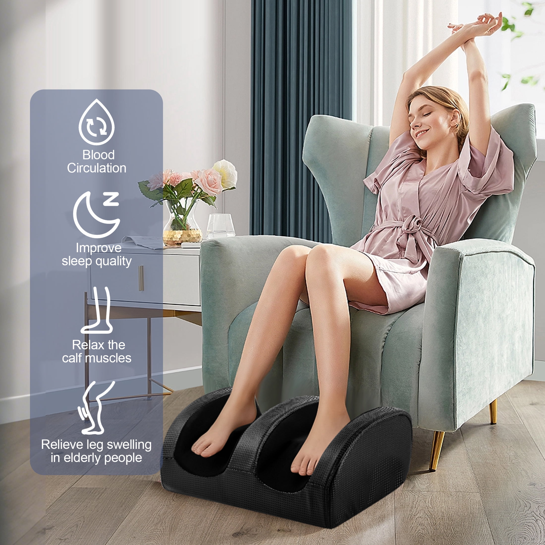 MOONORAH Foot Massager Machine with Heat & Foot Roller,Deep Tissue Massager for Plantar Fasciitis,Wired Remote, Gifts for Women Men(Black)