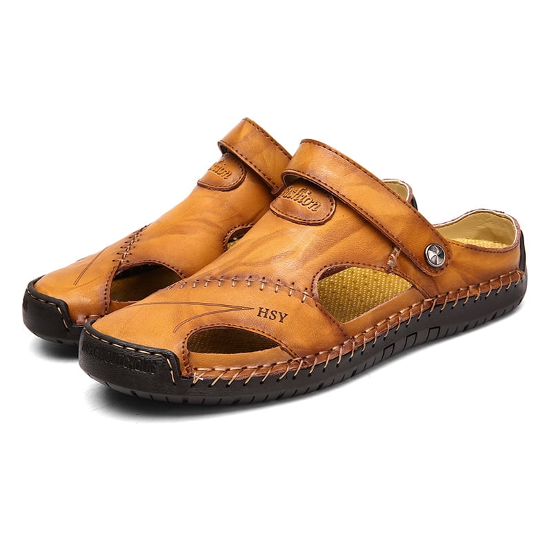 Men Leather Casual Sandals Summer Close Toe Outdoor Beach Fisherman Shoes PU USA