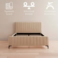 thumbnail image 3 of Ilios Innova | Base de Cama Matrimonial con Cabecera Acanalada Tapizada en Poliéster Beige, Estructura de Madera Robusta con Somier de Tablillas y Diseño Moderno Minimalista para Dormitorio Principal, 3 of 9