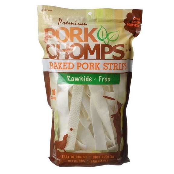 Premium Pork Chomps Baked Pork Strips [Dog, Treats Packaged] 10 oz