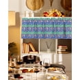 thumbnail image 3 of Valances for Windows, Vintage Animal Abstract Green Purple Rabbit Floral Rod Pocket Short Window Valance Curtains Holiday Window Treatment for Kitchen Living Room Bathroom, 54"x18", 3 of 6