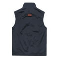 thumbnail image 3 of BiZtdJrK Men Solid Vest Zip Up Solid Sleeveless Workwear Jacket Big and Tall Casual Hiking Travel Golf Vest with Pockets Sales Today Clearance Dark Blue XXL, 3 of 6