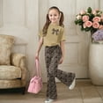 thumbnail image 2 of Gaexia Girls' Summer Pant Set,Girls Casual Fashion Outfit Bow Short Sleeve Top and Long Pants Toddler Play Comfy Two Piece Ensemble Fashion Clothes,8-9 Years, 2 of 6