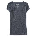 thumbnail image 1 of Camiseta básica Aeropostale con cuello en V Marled para mujer color negro grande, 1 of 2