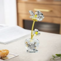 Lucky Clover Crystal Decoration Glass Good Luck Charm Desk Ornament Home Office Decor Gift for Friends Family Coworkers(White)