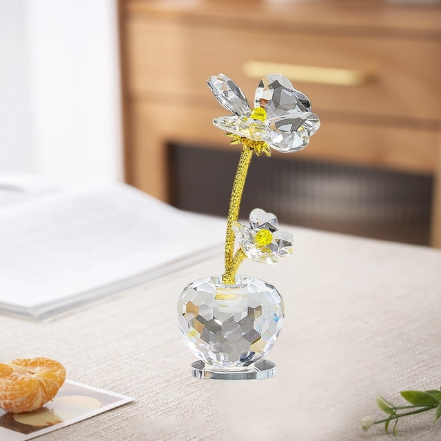Adorno de Cristal de Hierba de La Suerte de 14,5 Cm, Decoración de Escritorio Multicolor, Amuleto de Buena Suerte para Amigos En Casa o En La Oficina | Adorno Único de Trébol de La Suerte Según El Fe