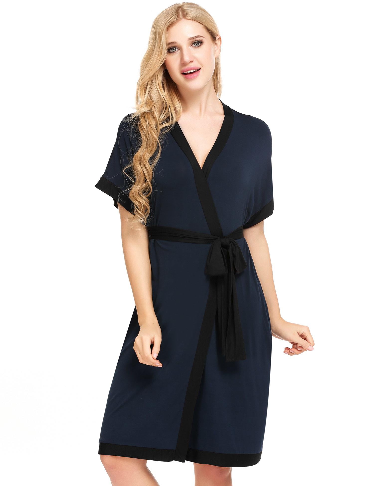 Ekouaer Ekouaer Women's Comfy VNeck Contrast Color Loose Robe