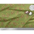 thumbnail image 2 of Soimoi Green Cotton Poplin Fabric Waves & Red Berries Fruit Printed Craft Fabric by the Yard 58 Inch Wide, 2 of 3