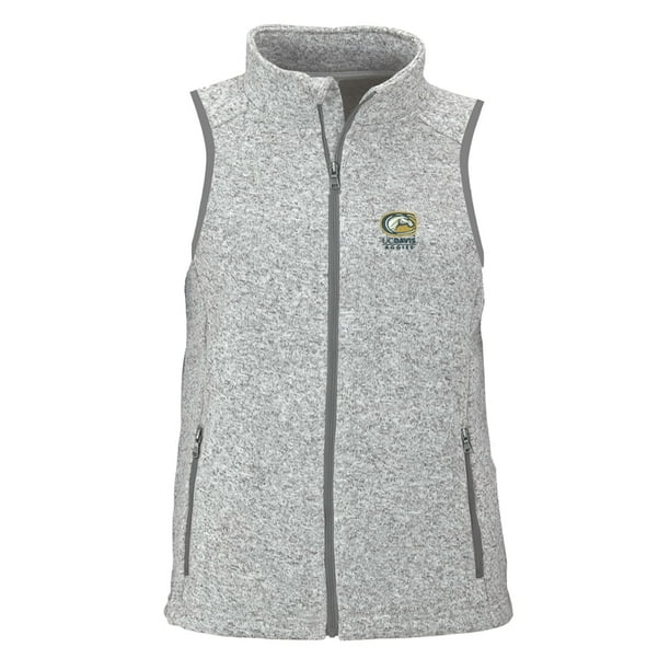 Women S Heather Gray Uc Davis Aggies Summit Fleece Full Zip Sweater Vest Walmart Com