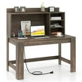 thumbnail image 1 of Gymax Computer Desk w/Hutch 2 Power Outlets USB & Type-c charging Ports 3 Shelves, 1 of 6