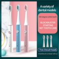 thumbnail image 4 of Cepillo de dientes eléctrico sónico para adultos Jianpai, color azul y rosa, modo de 5 velocidades, carga USB, IPX7, resistente al agua, 4 of 5