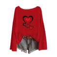 thumbnail image 2 of Wowcloth Women's Long Sleeve Round Neck Pullover with Valentine Print, Knitted Cotton Casual Top for Autumn Winter Daily Wear, 2 of 5